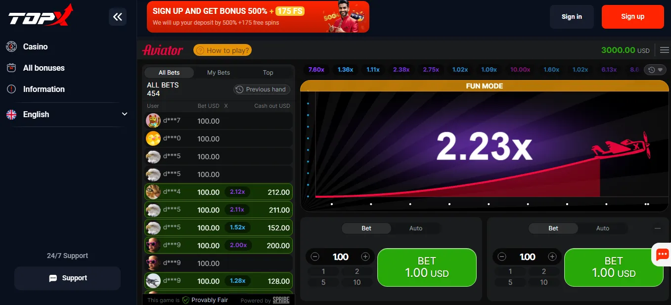 topx aviator game